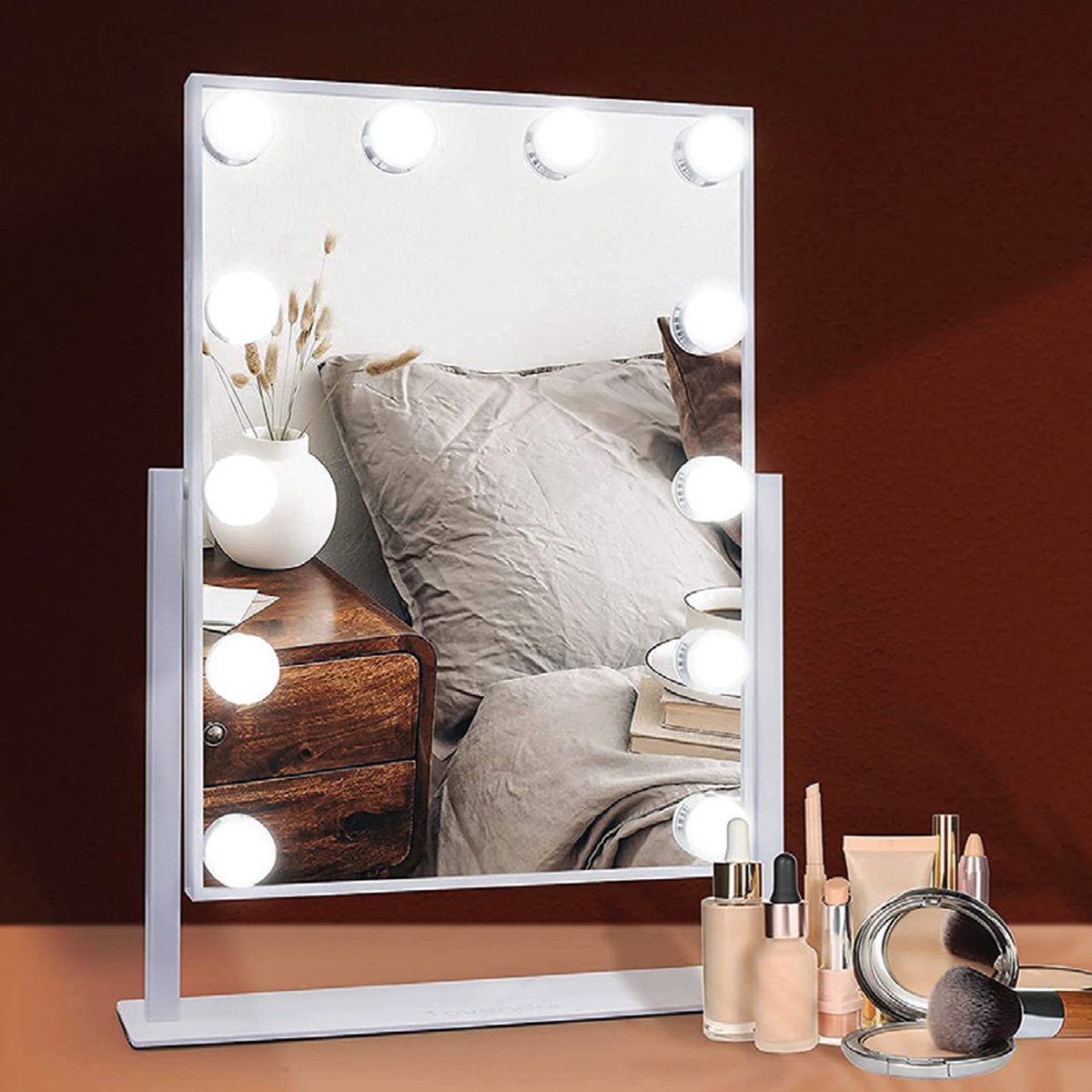 Maple Leaf Table Mirror With LED Light XW082