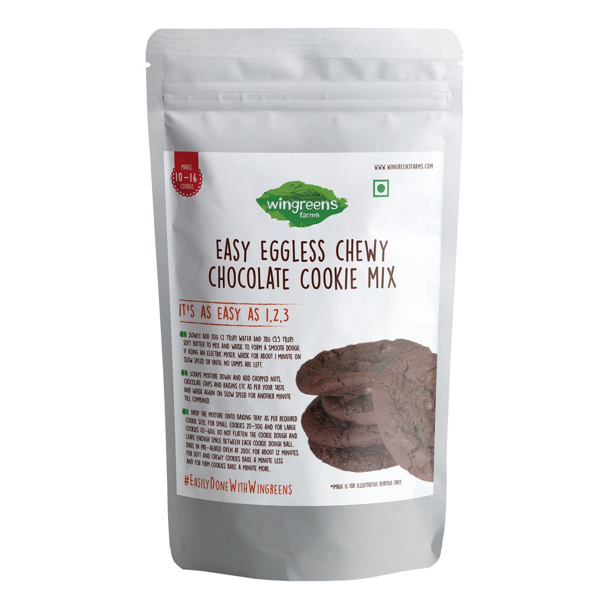 Wingreens Farms Easy Eggless Chewy Chocolate Cookie Mix 300 g