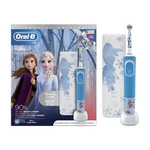 اشتري قم بشراء Oral-B D100 Vitality Rechargeable Kids Toothbrush With Travel Case D100.414 2K-Frozen Online at Best Price من الموقع - من لولو هايبر ماركت Electric Toothbrush في السعودية