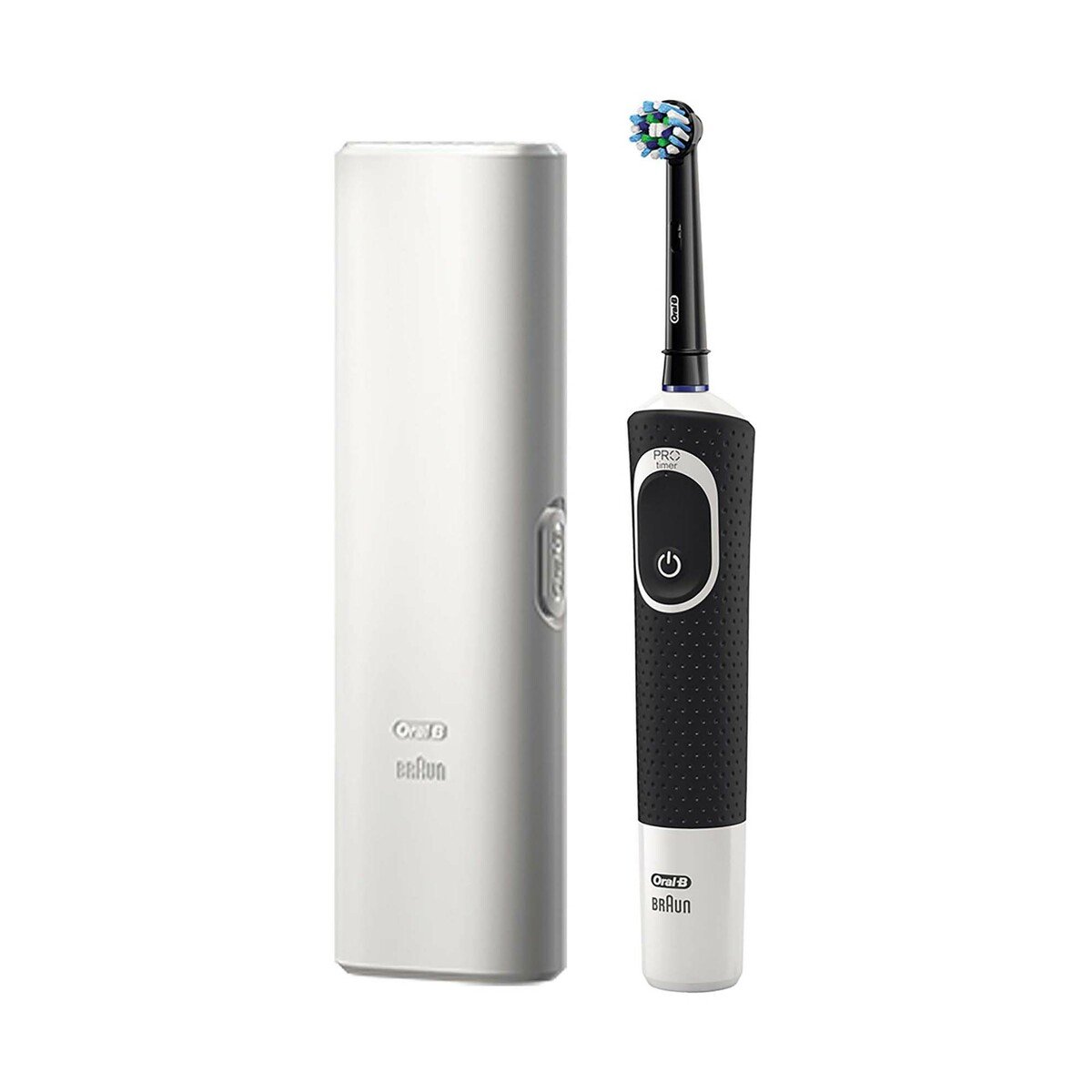 Oral-B D100 Vitality Cross Action Rechargeable Toothbrush With Travel Case D100.414.1X CA Black