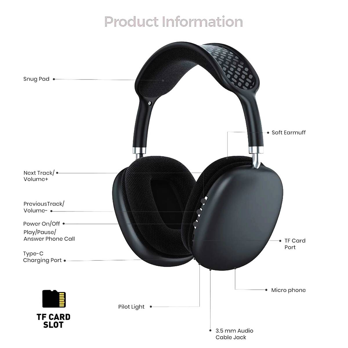 Iends Wireless Stereo Headphones Black IE-B77