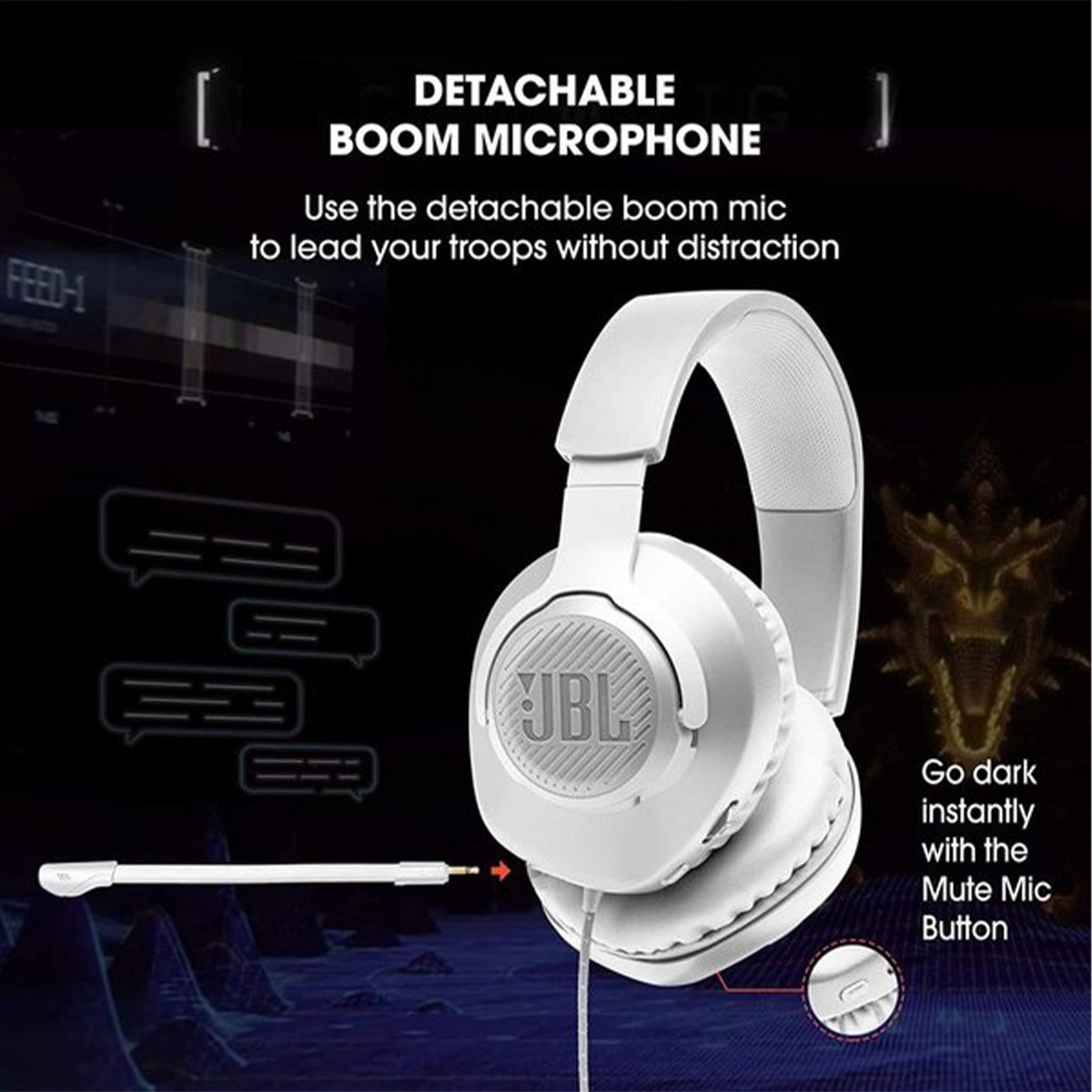 JBL QUANTUM100WHT Wired Over Ear Headphones White