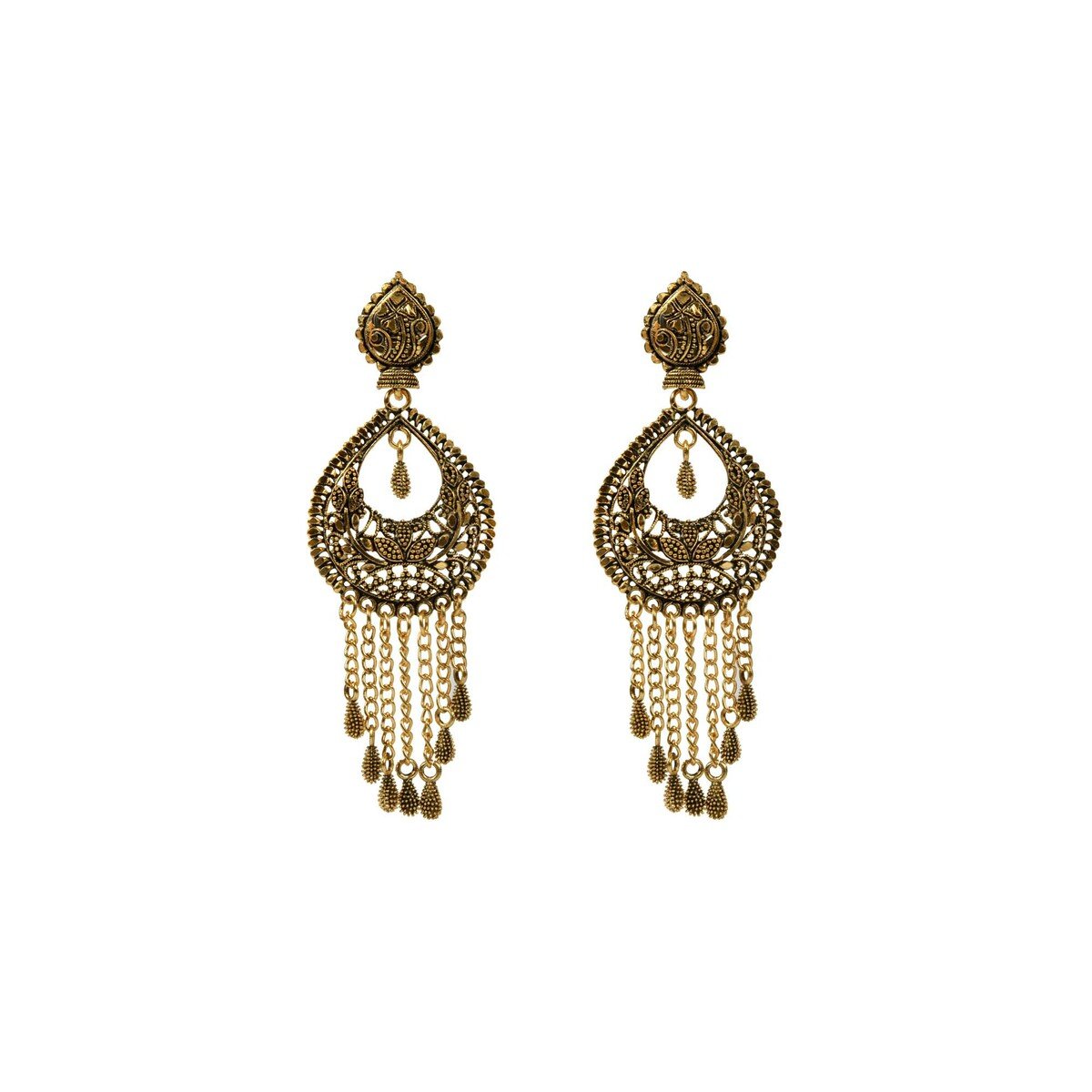 Eten Traditional Ethnic Earrings Antique Oxidized Gold Color WB002