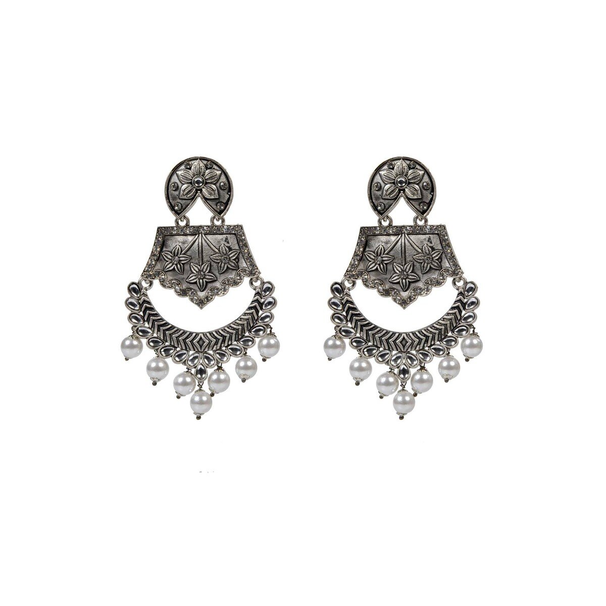Eten Traditional Ethnic Earrings Antique Oxidized Silver Color WB005