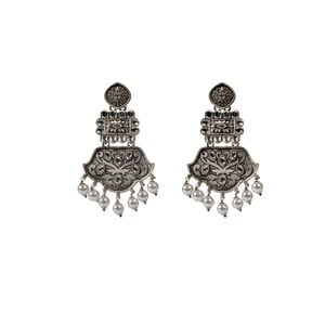 Eten Traditional Ethnic Earrings Antique Oxidized Silver Color WB032