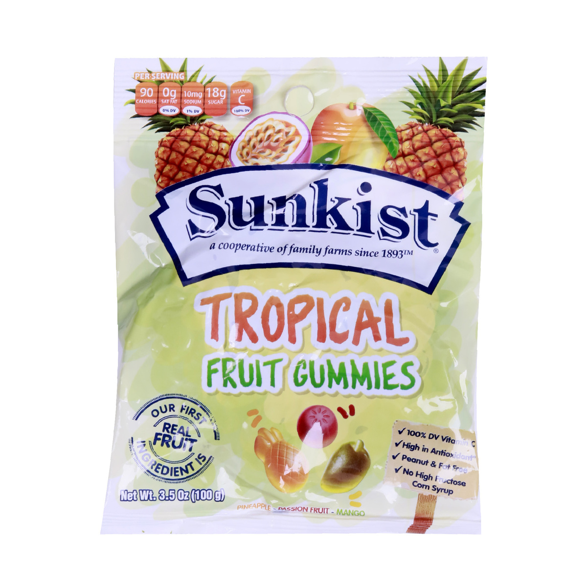 Sunkist Assorted Fruit Gummies Tropical 100 g