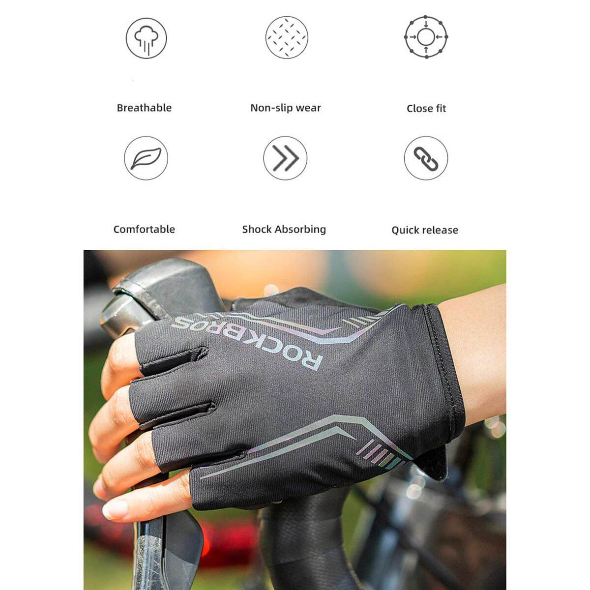 ROCKBROS Cycling Fingerless Gloves S251-Medium