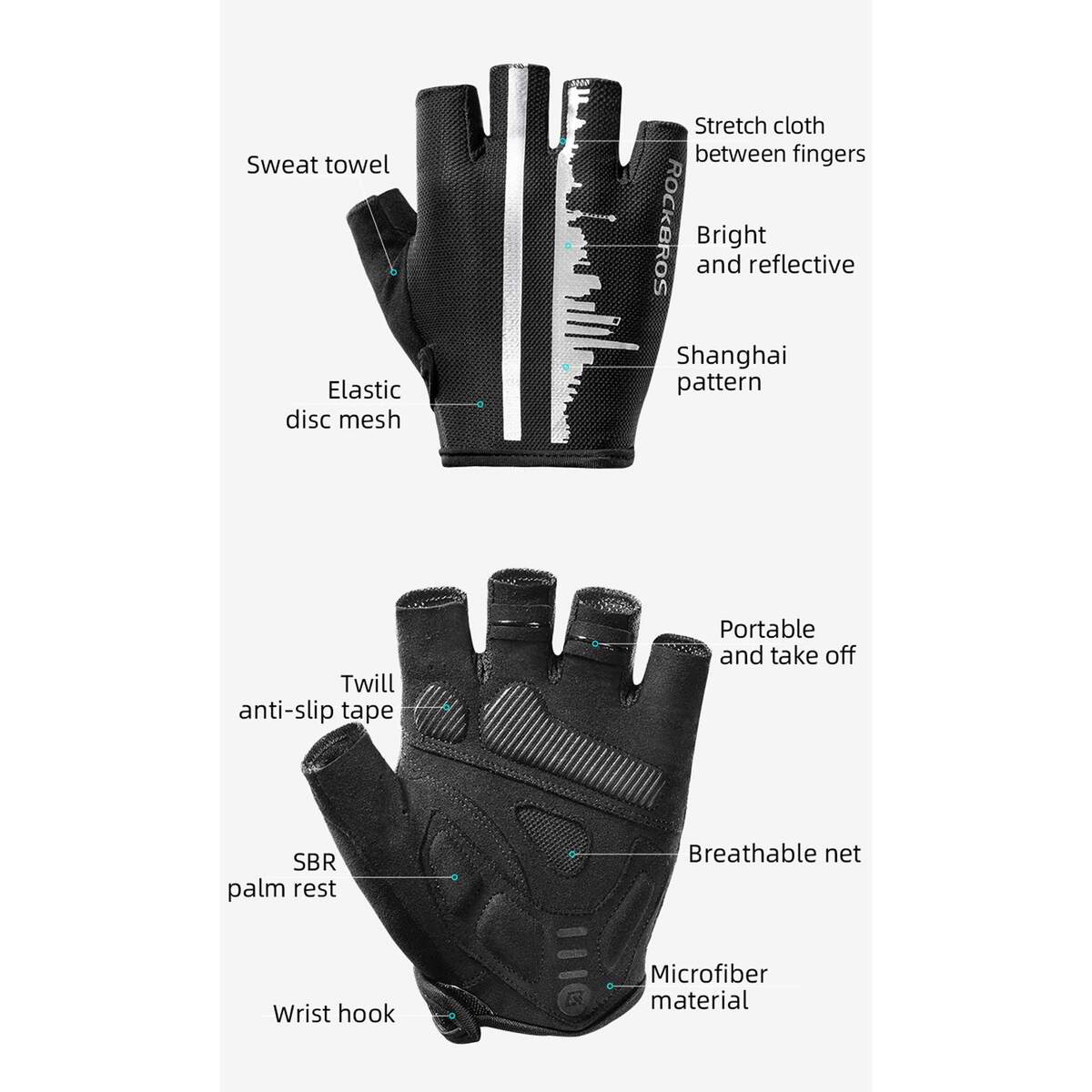 ROCKBROS Half Finger Cycling Gloves S252 Extra Large