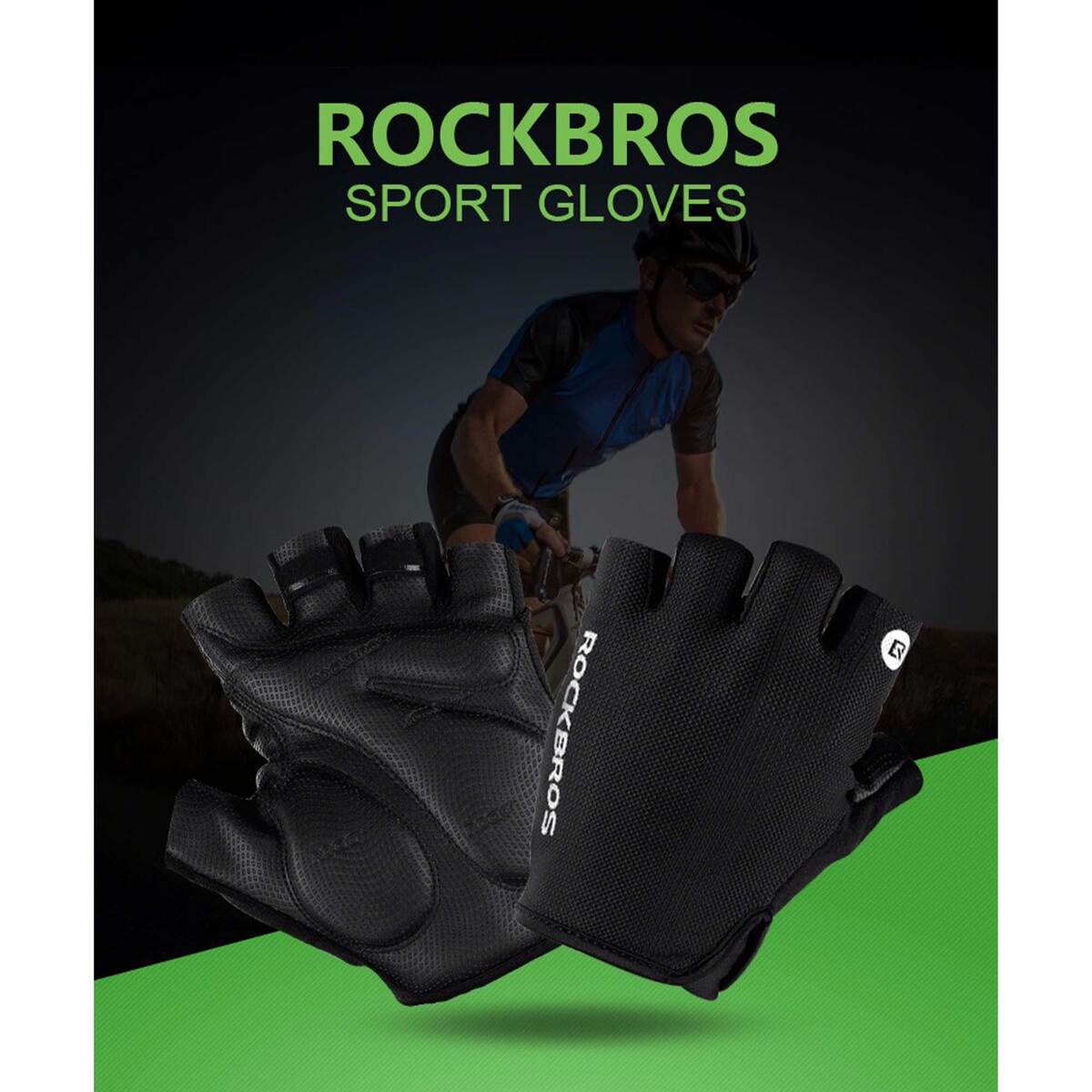 ROCKBROS Half Finger Cycling Gloves Black S106BK Large