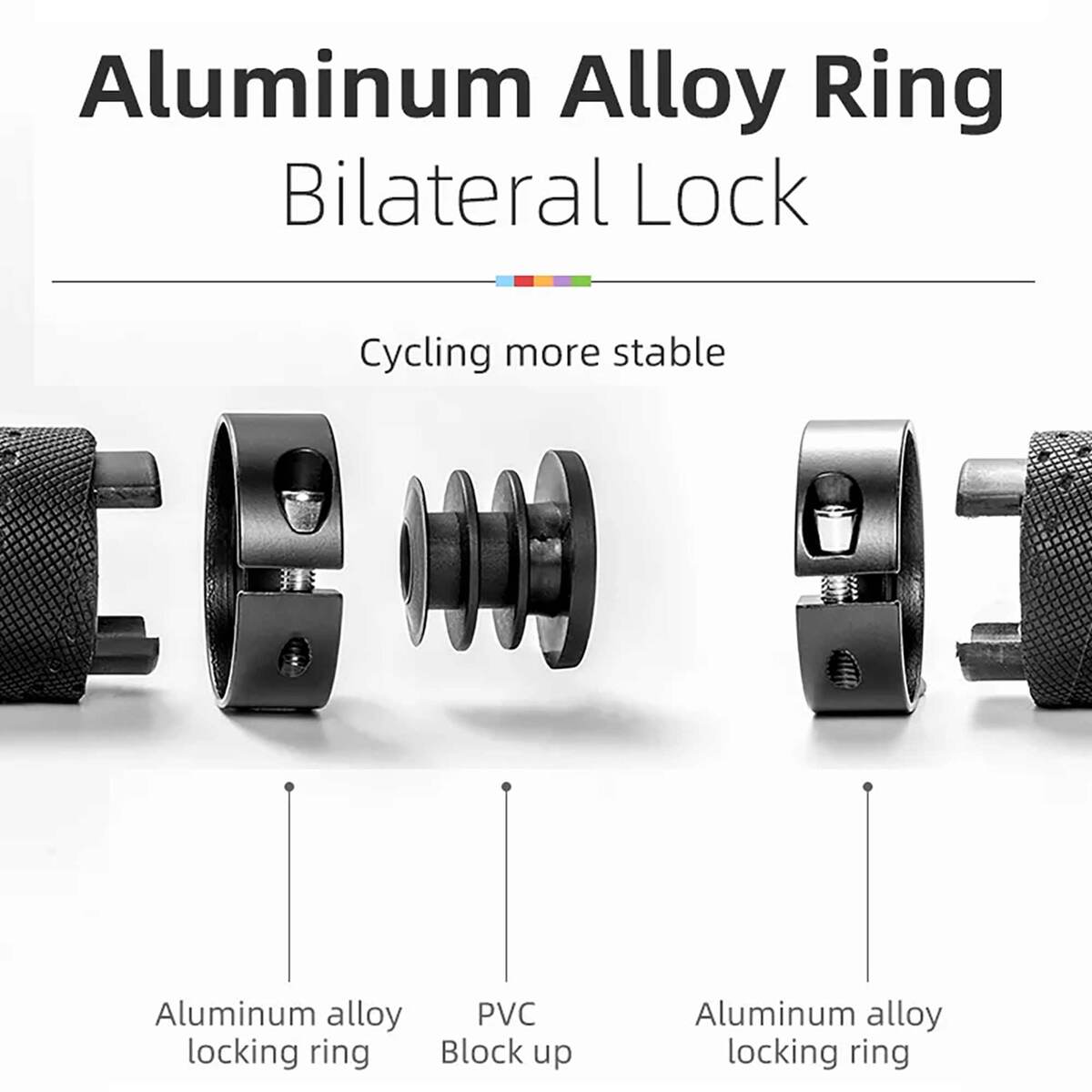 ROCKBROS Bicycle Handlebar Grips Anti-Slip Aluminum Alloy Ring Lock BTCR-BKBL Black Blue