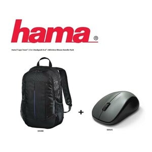 Hama Cape Town 2 in 1 Backpack Black 15.6inch Laptop + Wireless Mouse (101908MW3)