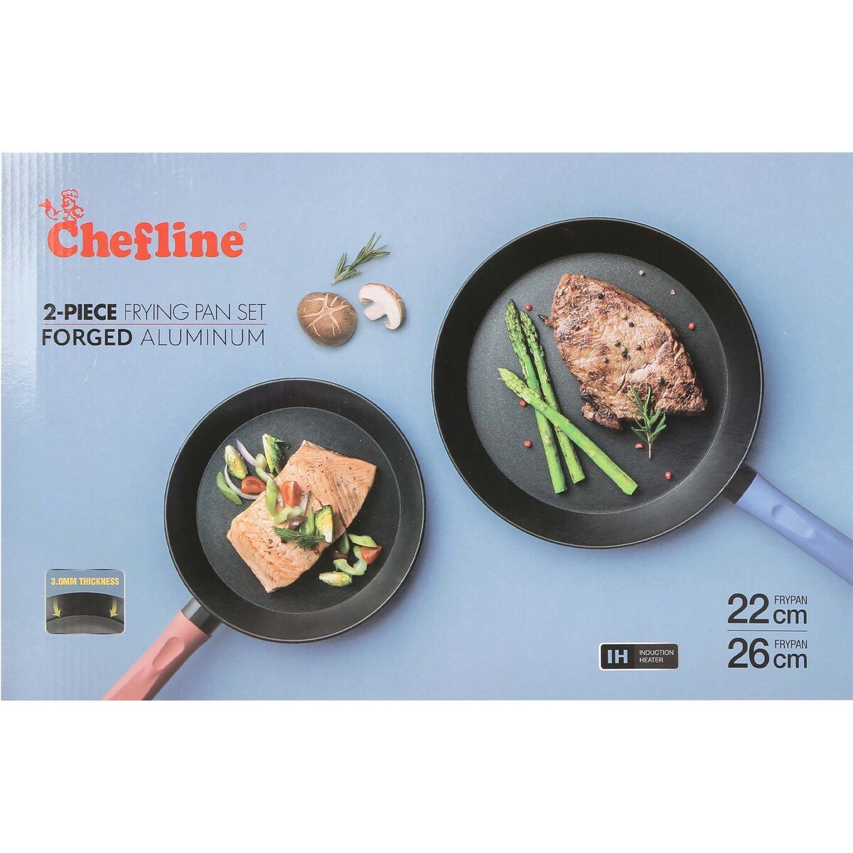 Chefline Forged Aluminum 2 pcs Fry Pan Set, 22 cm + 26 cm