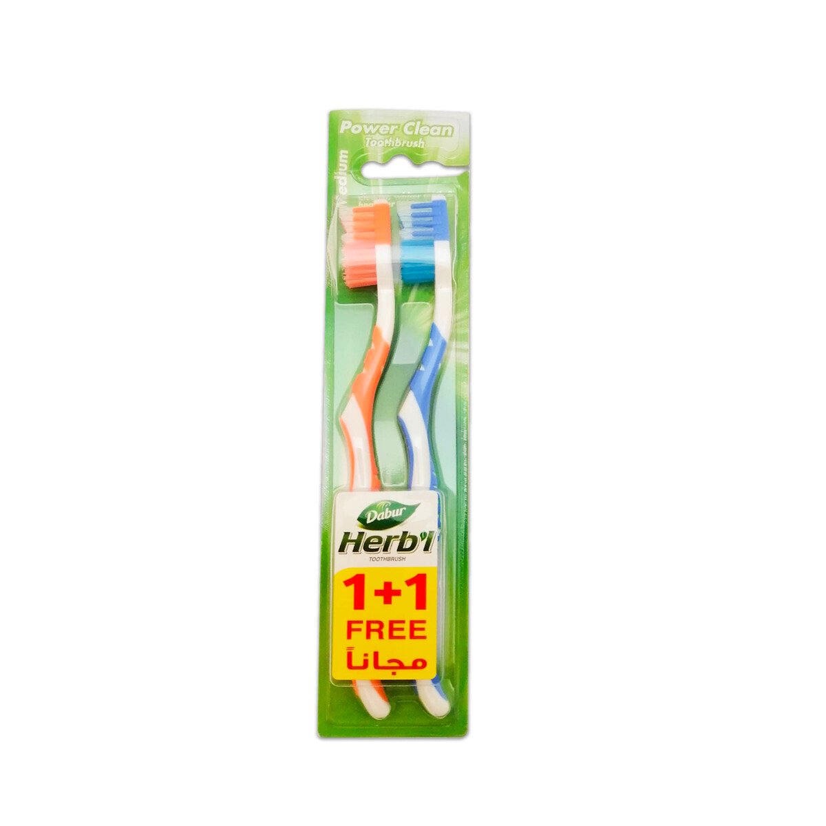 Dabur Herbal Power Clean Medium Toothbrush 1+1