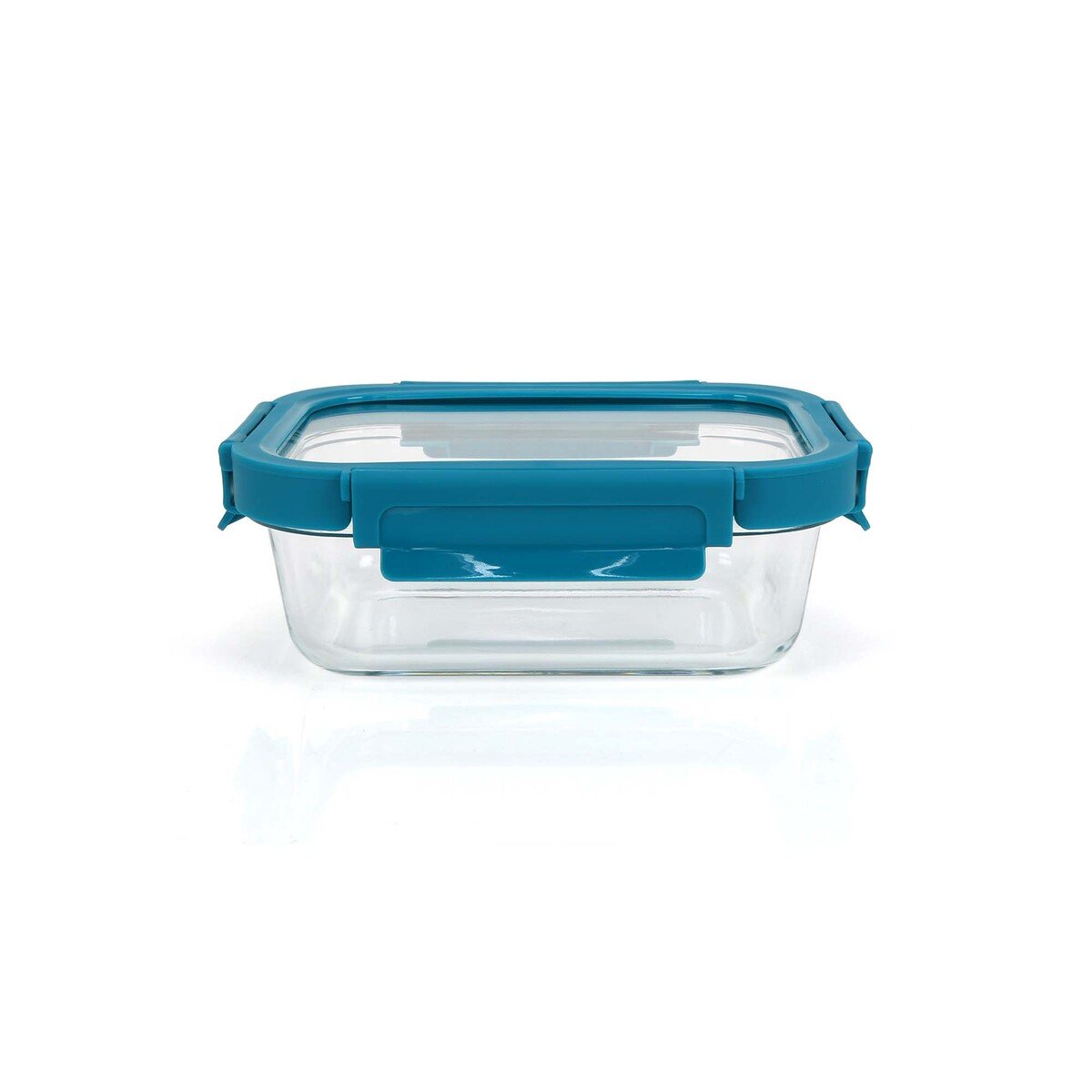 حافظه طعام زجاجية مستطيلة لتخزين الطعام بغطاء من شيفلاين ، أزرق (أزرق مخضر) ، 370 مل