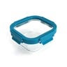 Chefline Square Food Storage Glass Container With Lid, Blue (Teal Blue), 800 ml