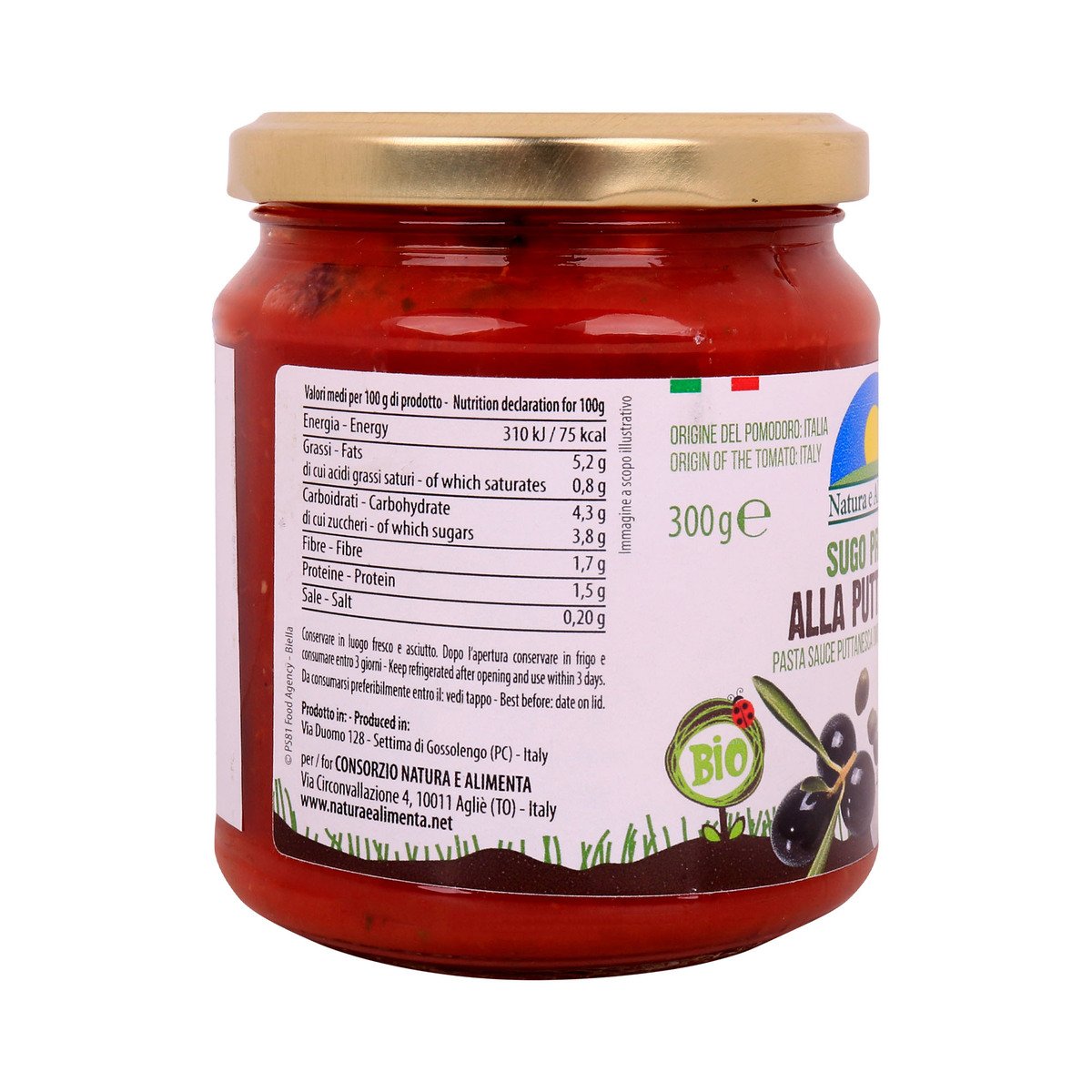 Natura E Alimenta Pasta Sauce Puttanesca With Capers And Olives 300g