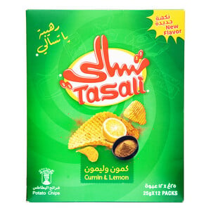 اشتري قم بشراء تسالي رقائق البطاطس بالكمون والليمون 12 × 25 جم Online at Best Price من الموقع - من لولو هايبر ماركت Potato Bags في السعودية