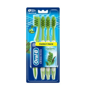 Oral-B Criss Cross Manual Toothbrush with Neem Extract Medium Assorted Color 4pcs