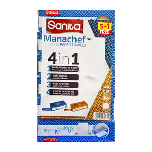 Sanita Manachef Paper Towel 2ply 80 Sheets 5+1