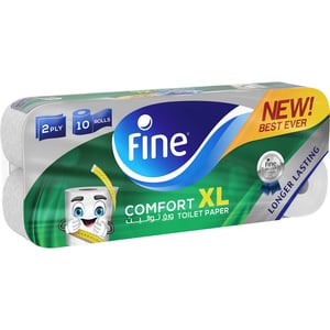 Buy Fine Comfort XL New & Improved Flushable Toilet Paper 2ply 10 Rolls Online at Best Price | Toilet Rolls | Lulu UAE in Kuwait