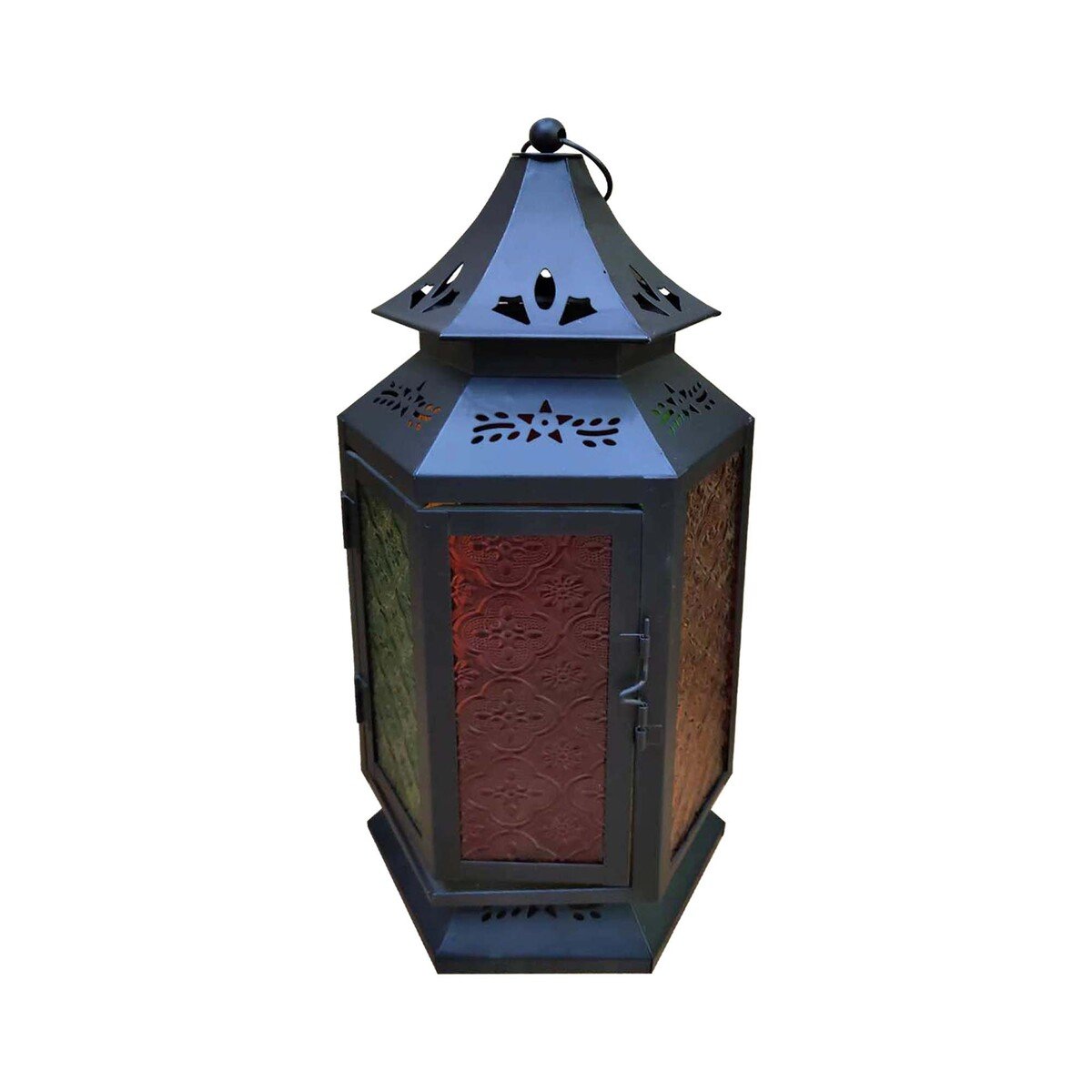 Maple Leaf Decorative Metal Fanoos Lantern 14.5x17x36cm JK6618L