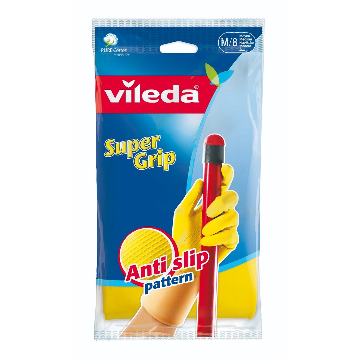 Vileda Gloves Super Grip Medium Size 1 Pair