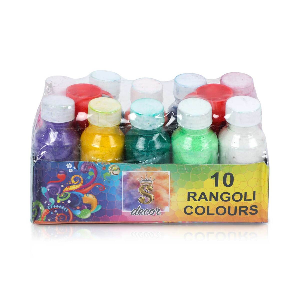 SATVIK 6 Shades of Under Water Rangoli Colors Easy To Store Water Rangoli  Glitter Colours Kit (No GULAL) Festival/Festive Multi Colors Powder