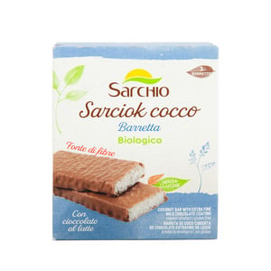 Sarchio Organic Coconut Bars With Extra  Fine Milk Chocolate Coating 90g