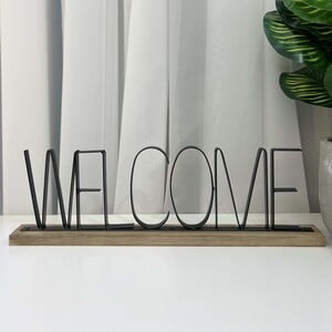 Maple Leaf Welcome Metal Cutout Word Art Tabletop Decor, 40 x 4 x 11.5 cm, HT74948