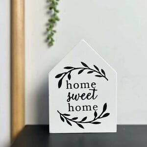 Maple Leaf Home Sweet Home/Lets Stay Home Sign Wooden Wall And Table Decor, 10 x 2 x 14 cm, HT74943A/B