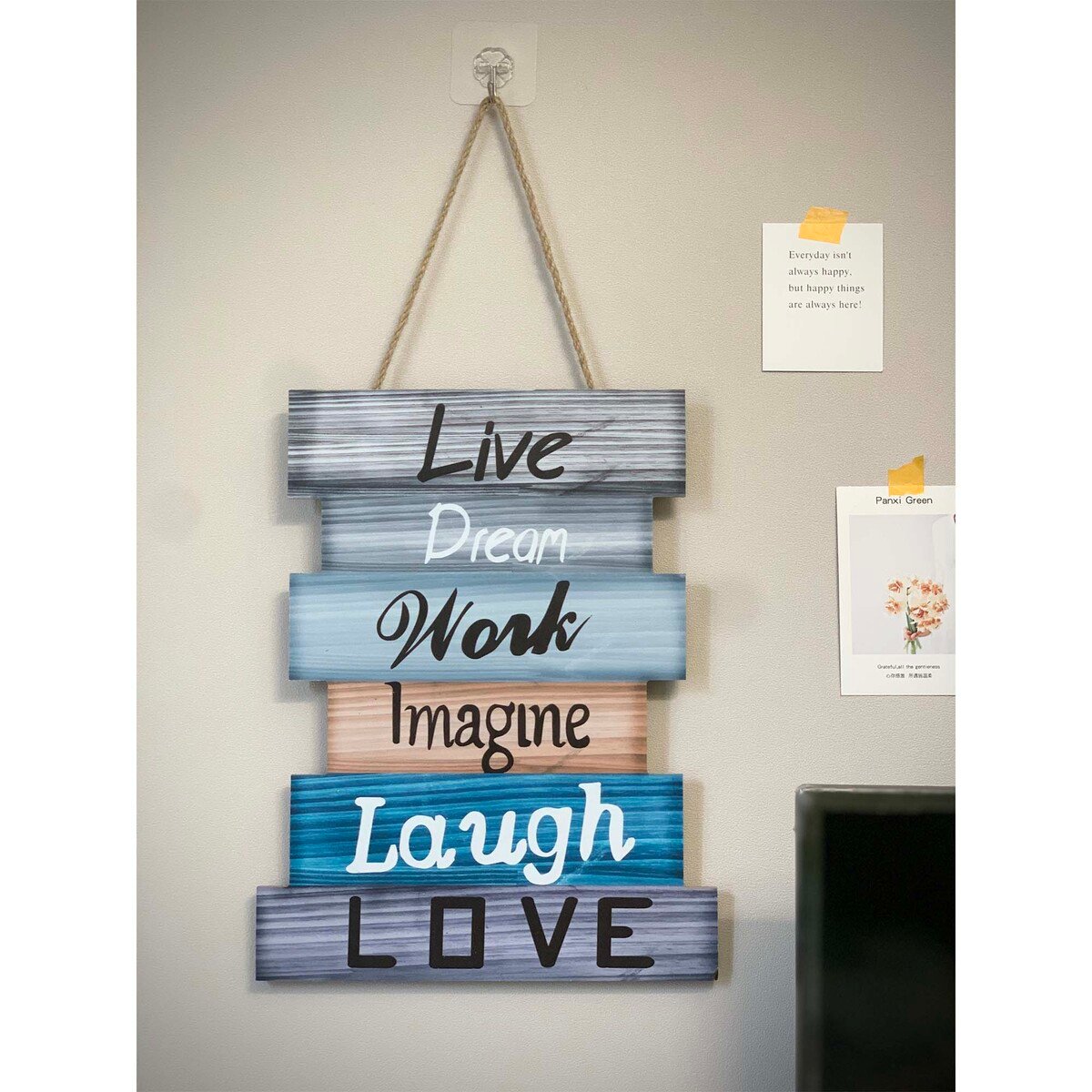 Maple Leaf Rustic Live Dream Work Imagine Laugh Love Sign Wooden Wall Hanging Art Decor, 39 x 30 cm, 20YX04