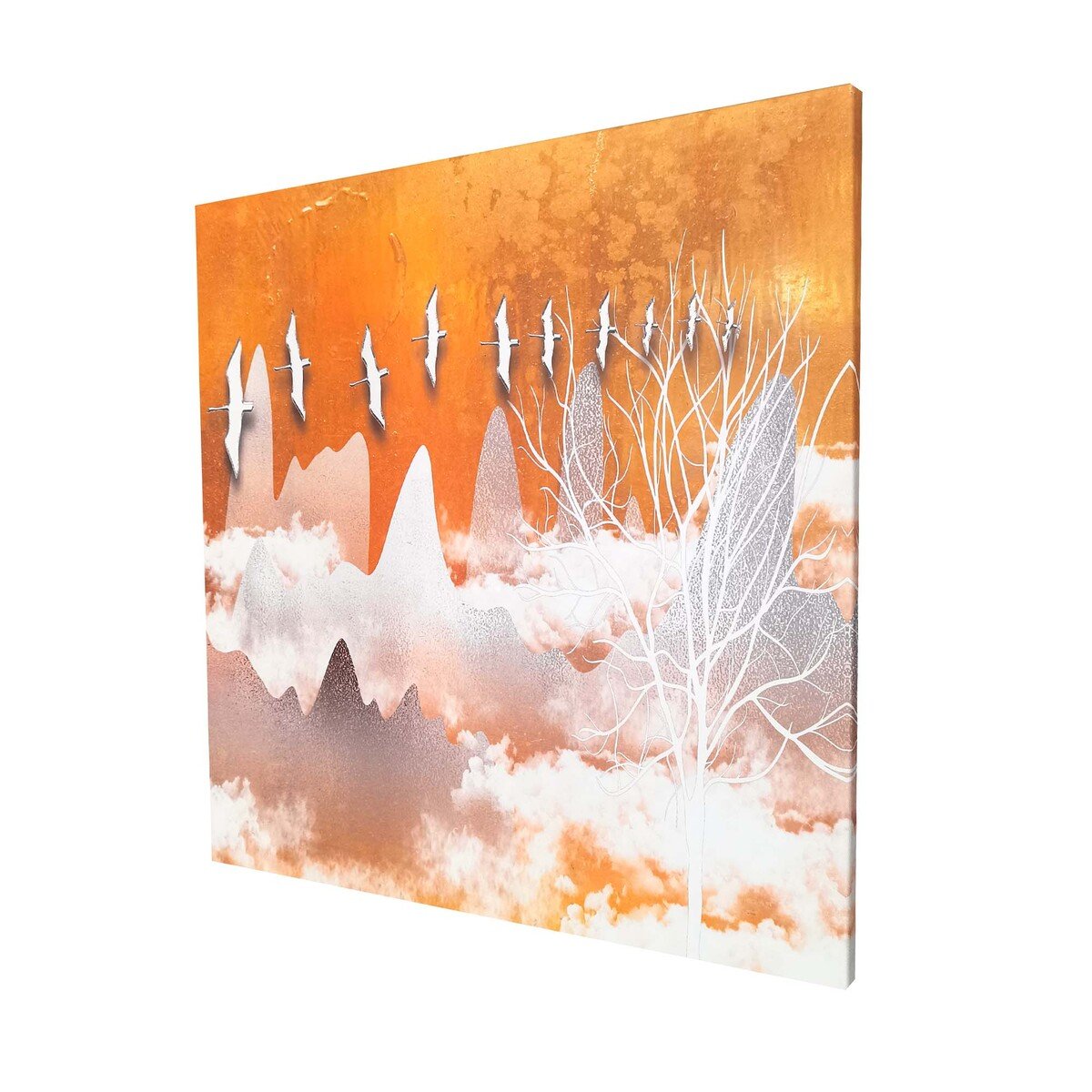 Maple Leaf Canvas Wall Picture With Wooden Frame 56x56cm
