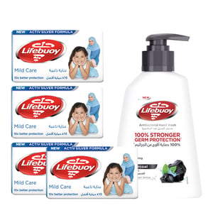 Lifebuoy Soap ASF Mild Care 4 x 125 g + Hand Wash 180 ml