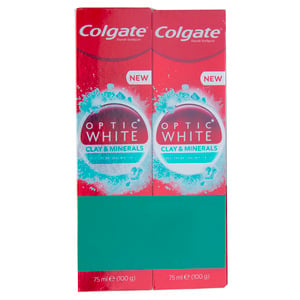 Colgate Toothpaste Optic White Clay & Minerals 2 x 75ml