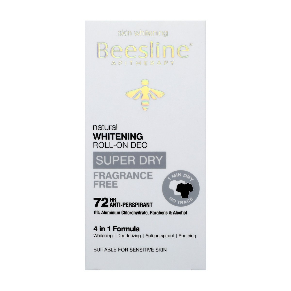 Beesline Whitening Roll On Super Dry Fragrance Free 50ml