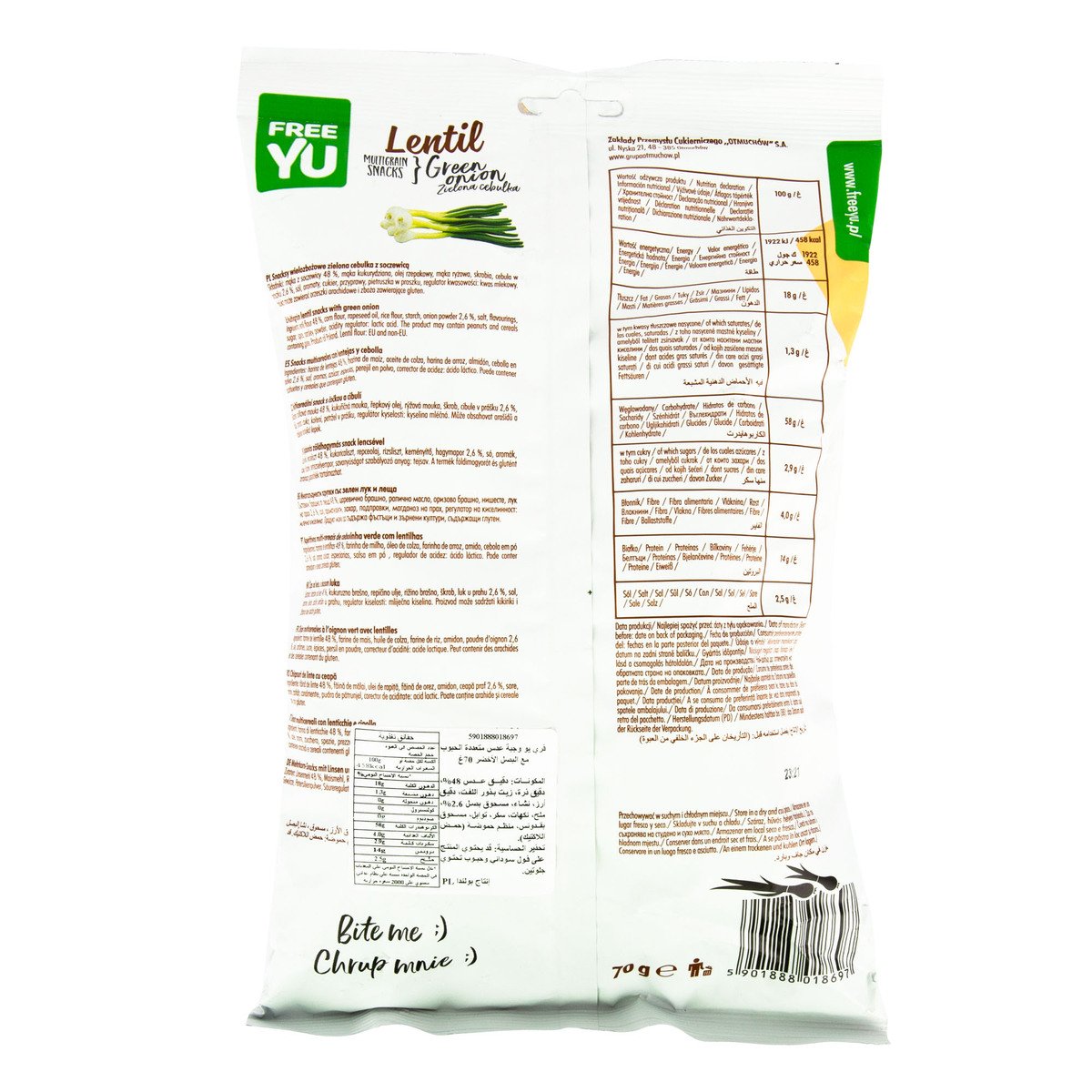 Freeyu Lentil Green Onion Multigrain Snacks 70 g