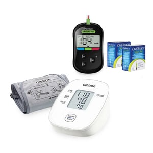 One Touch Select Plus Flex Glucometer + Omron M1 Basic Blood Pressure Monitor + Test Strip 50 x 2pcs