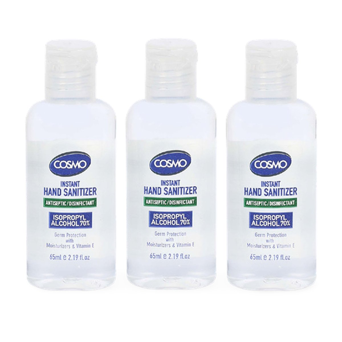 Cosmo Hand Sanitizer Gel Antiseptic 3 x 65ml