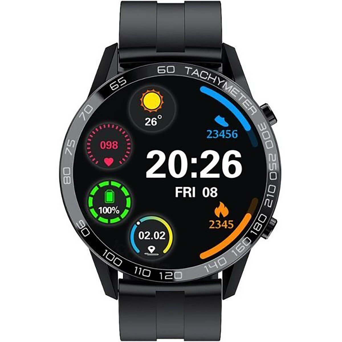 Xcell Classic-3Talk Smart Watch Black With Black Silicon Strap