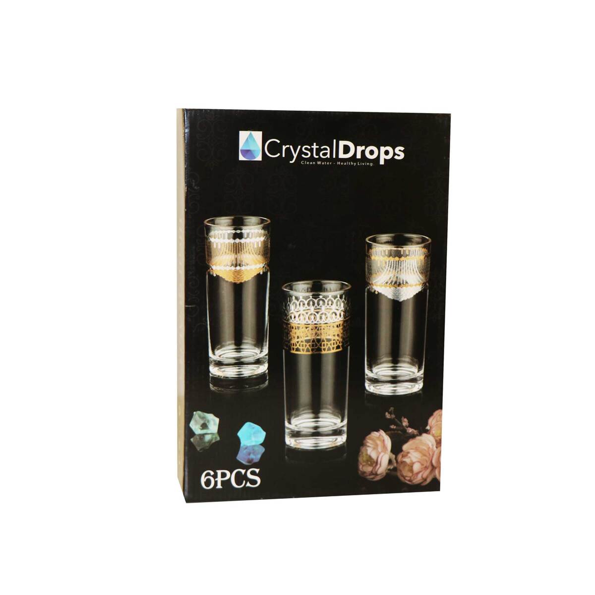 Crystal Drops Glass Tumbler T012B2-GLD 6s