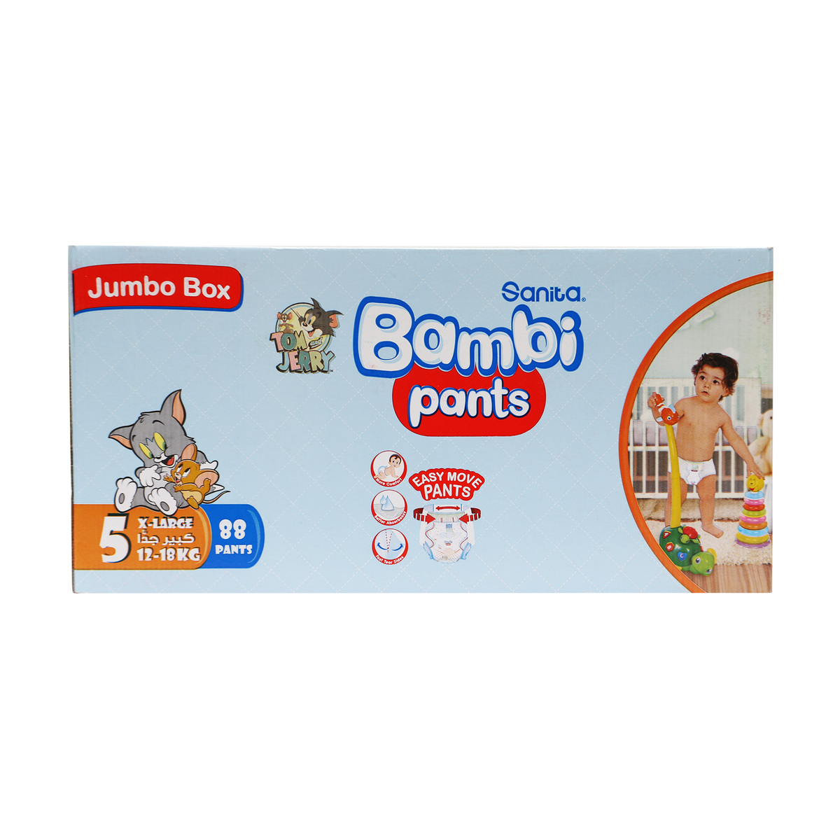Sanita Bambi Baby Diaper Pants Size 5 Extra Large 12-18kg 88pcs