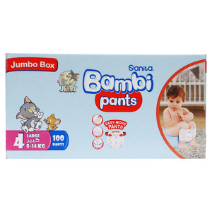 Sanita Bambi Baby Diaper Pants Size 4 Large 8-14kg 100pcs