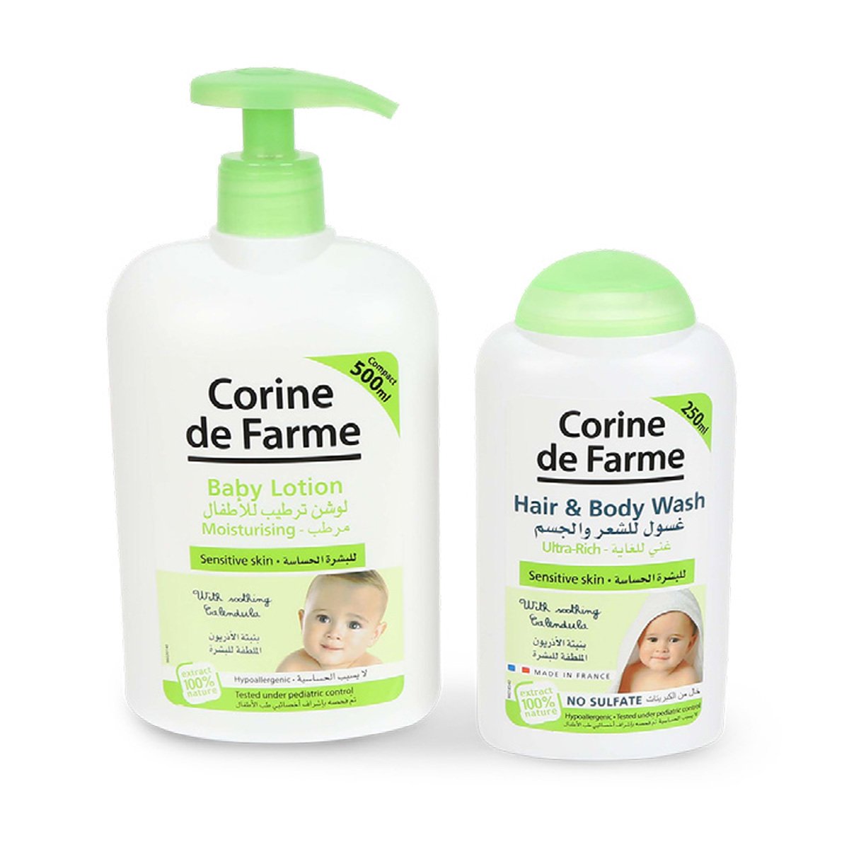 Corine De Farme Baby Lotion 500 ml + Hair & Body Wash 250 ml