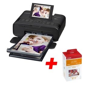 Canon SELPHY CP1300 Colour Portable Photo Printer Black + Canon RP-108 High-Capacity Color Ink/Paper Set