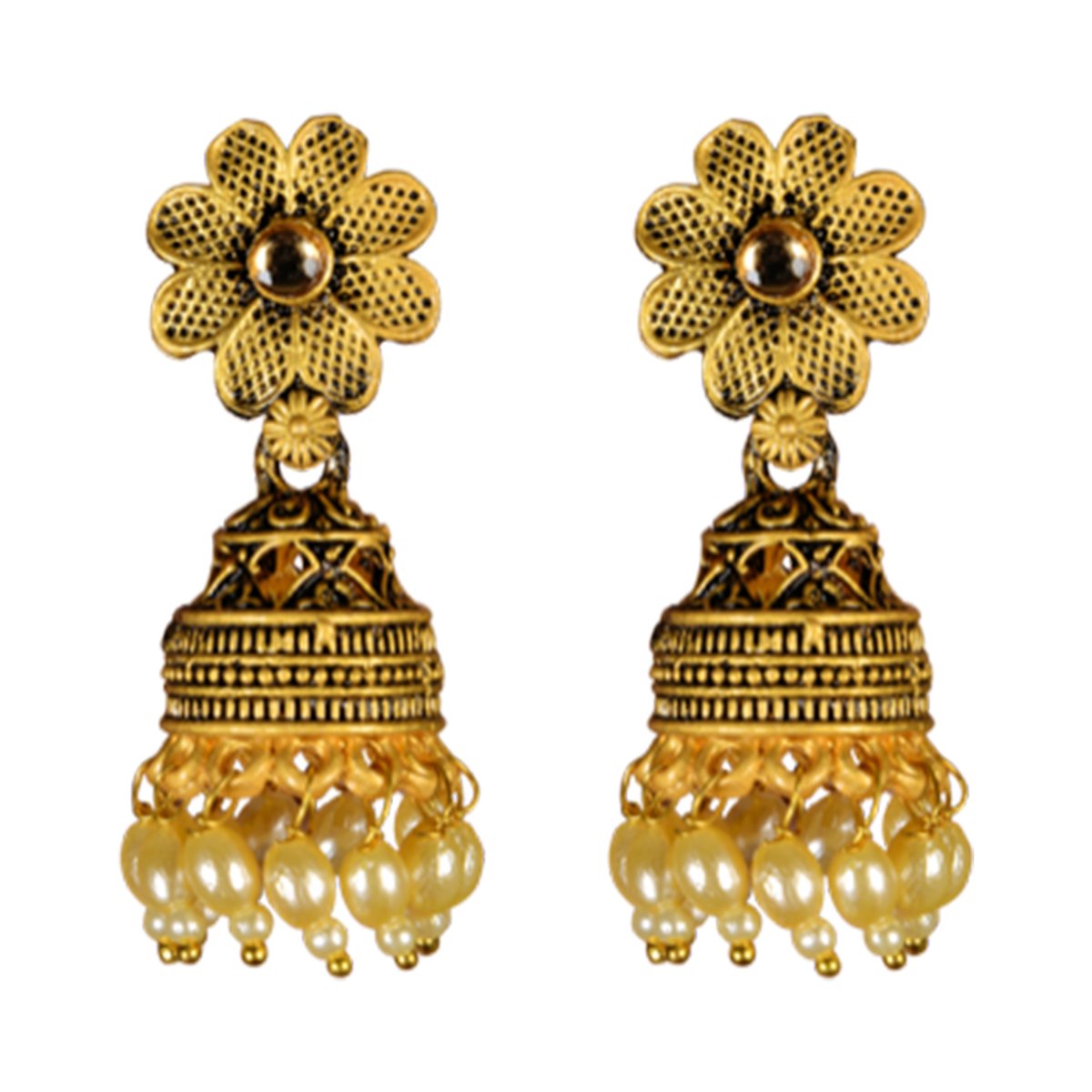 Eten Traditional Jumki Earrings WB3333, Gold Color