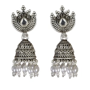 Eten Traditional Jumki Earrings WB3334, Silver Color
