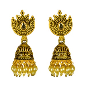 Eten Traditional Jumki Earrings WB3334, Gold Color