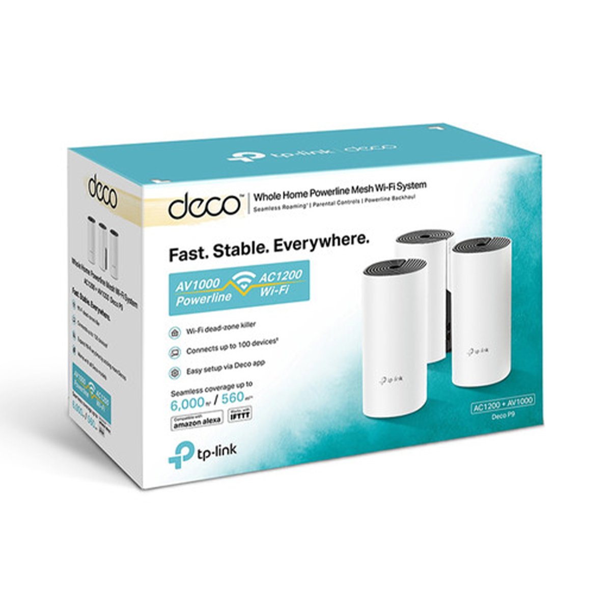 TP-Link Deco P9 AC1200 Wireless Dual-Band Powerline Mesh Wi-Fi System (3-Pack)