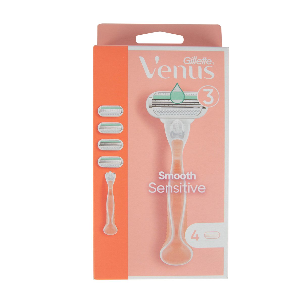 Gillette Venus Smooth Sensitive Women's Razor 1 Handle + 4 Blades