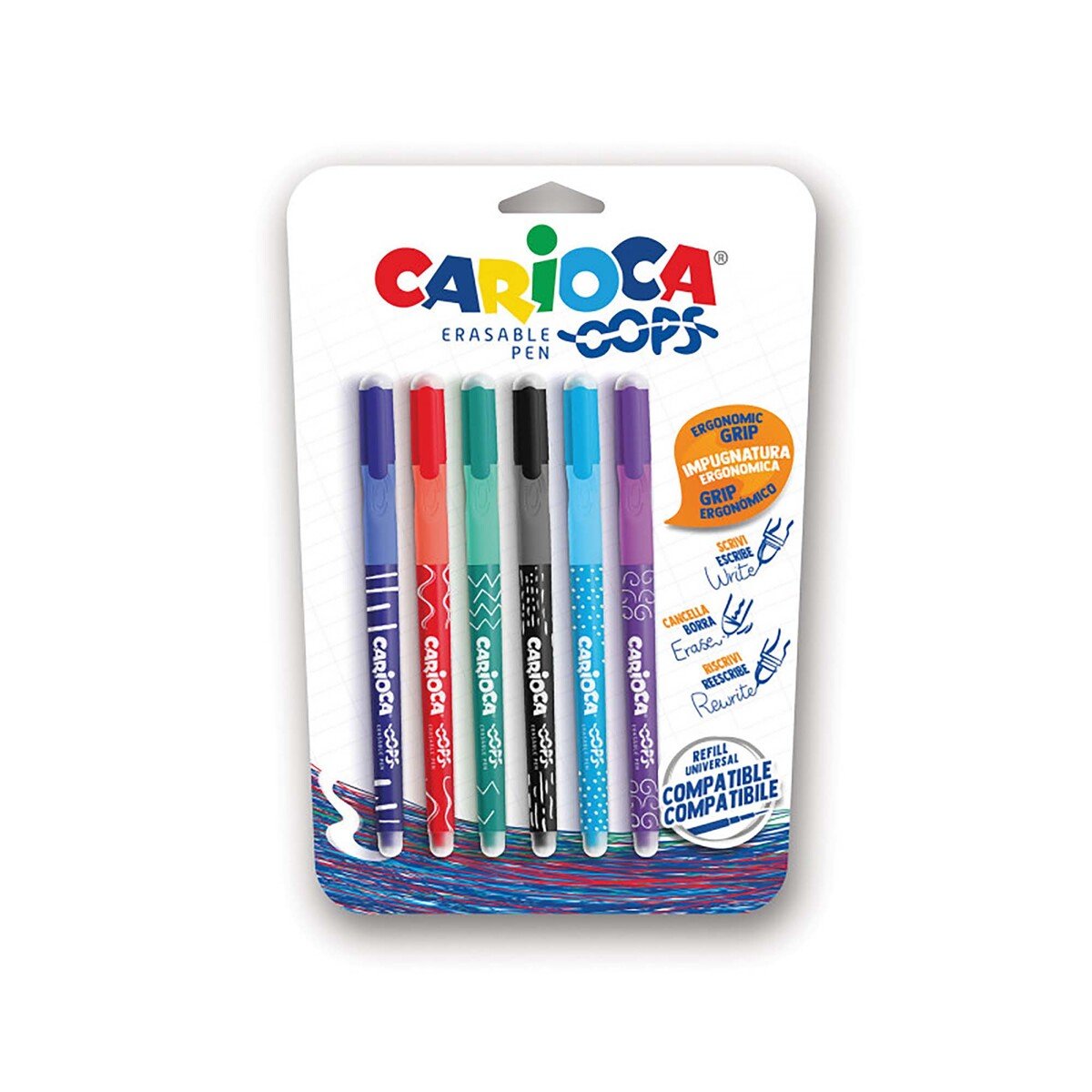 Carioca Erasable Pen OOPS Blister 6pcs Set Assorted